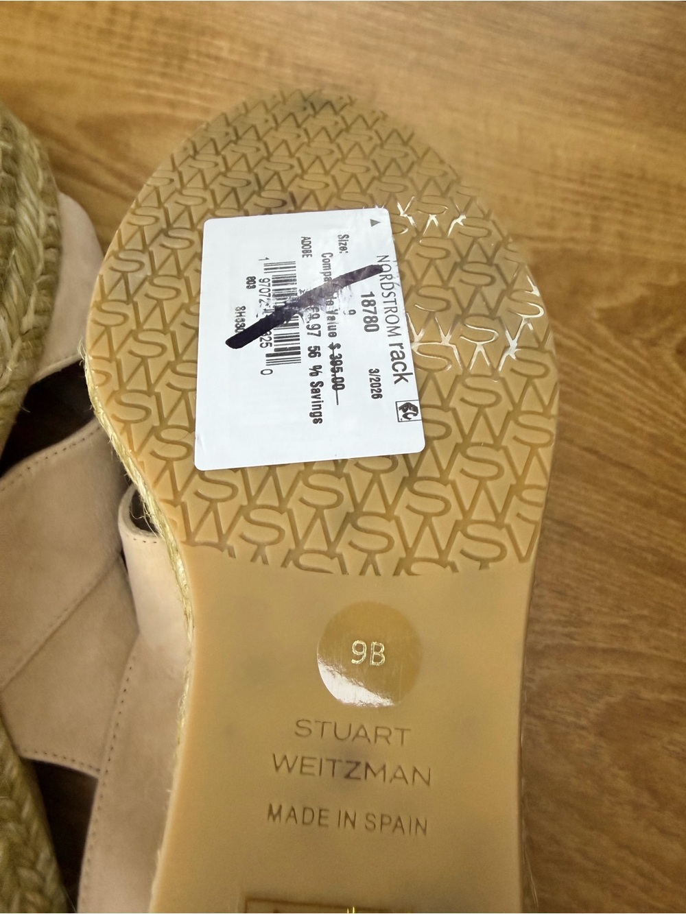 Stuart Weitzman Adobe Nude Espadrille Wedge Sandals Size 9 - Picture 7 of 13